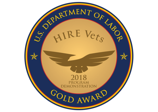 RecruitMilitary's tweet photo. Bradley-Morris/RecruitMilitary were awarded the 2018 HIRE Vets medallion by the @USDOL! Did you know that almost 80% of our team is comprised of veterans &amp; military family members? Read more about our commitment to helping veterans &amp; what this aware means: https://t.co/MXEwrDqiEf https://t.co/wPHPiypMZJ