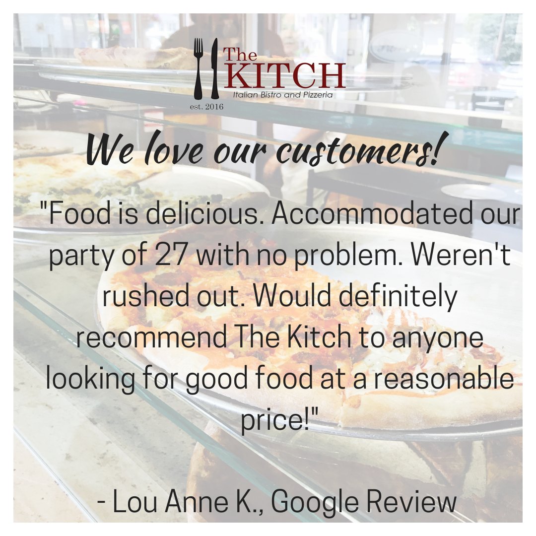 TheKitchLF's tweet photo. We’re so glad you enjoyed your experience, Lou Anne! Whether you’re a party of 2 or 27, we can’t wait until you walk through our doors and feel like you’re with family. 🍕
#thekitch #thekitchlittlefalls #littlefallsnj #pizza #spaghetti https://t.co/YAF0AQUWhg