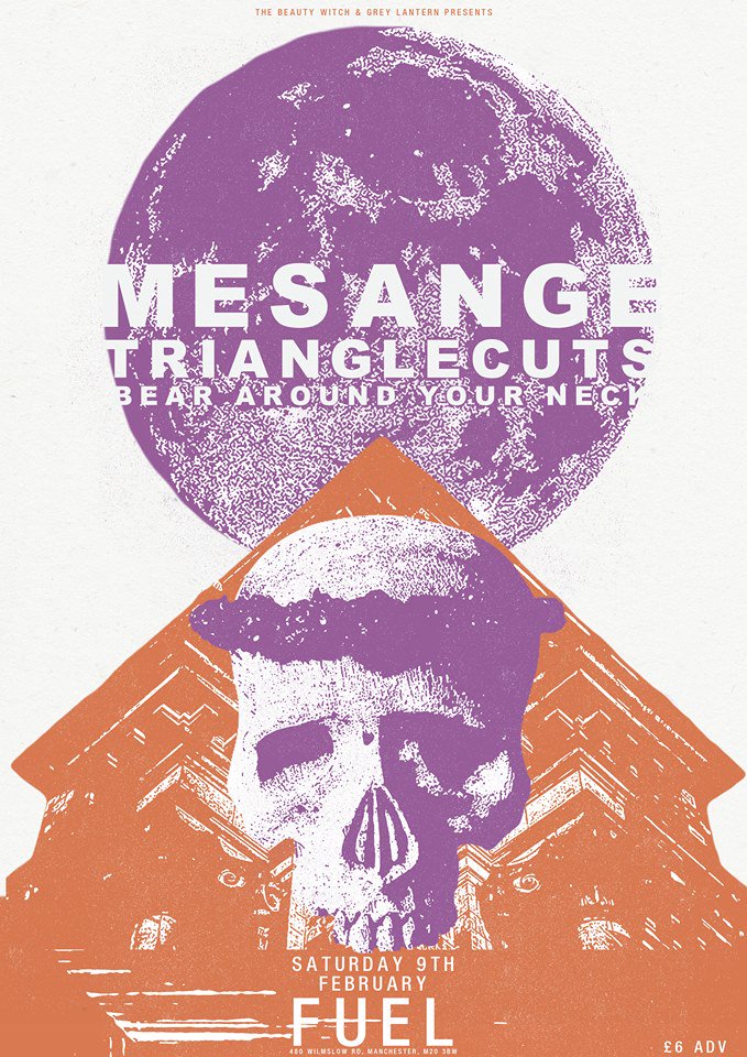 Poster for the <a href="/Mesangemusic/">Mésange</a> and <a href="/GumTakesTooth/">Gum Takes Tooth</a> shows next month by <a href="/brettsavage/">Brett Savage</a>