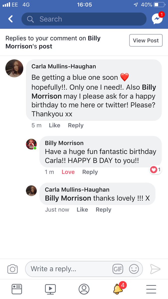 carlapunkgirl's tweet photo. One billy to go!!. :) :) thanks mr Morrison !!. ❤️💋 #billym bday message!. https://t.co/G8LpbZKKIS