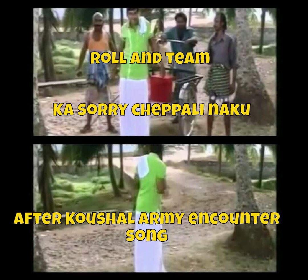 Krishna20159096's tweet photo. Arey roll nuvve cheppalra kaushal army mothaniki sorry #KAEncounter https://t.co/Huxm2F1tpe https://t.co/Od3ehujdx3