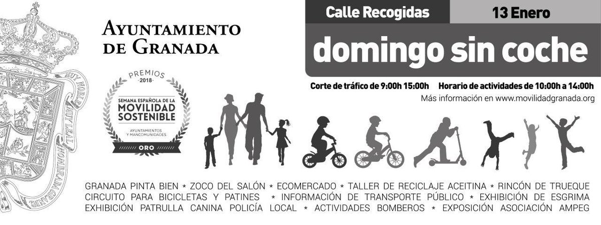 cgimgranada's tweet photo. #DomingoSinCoche. Mañana 13 de enero en la calle Recogidas. Actividades de 10:00 a 14:00 horas. Ven y trae lo que quieras cambiar al Rincón de Trueque Juvenil. https://t.co/ghuqW1GJQ6 #DíaSinCoche #Granada https://t.co/L6OlUH2h1b