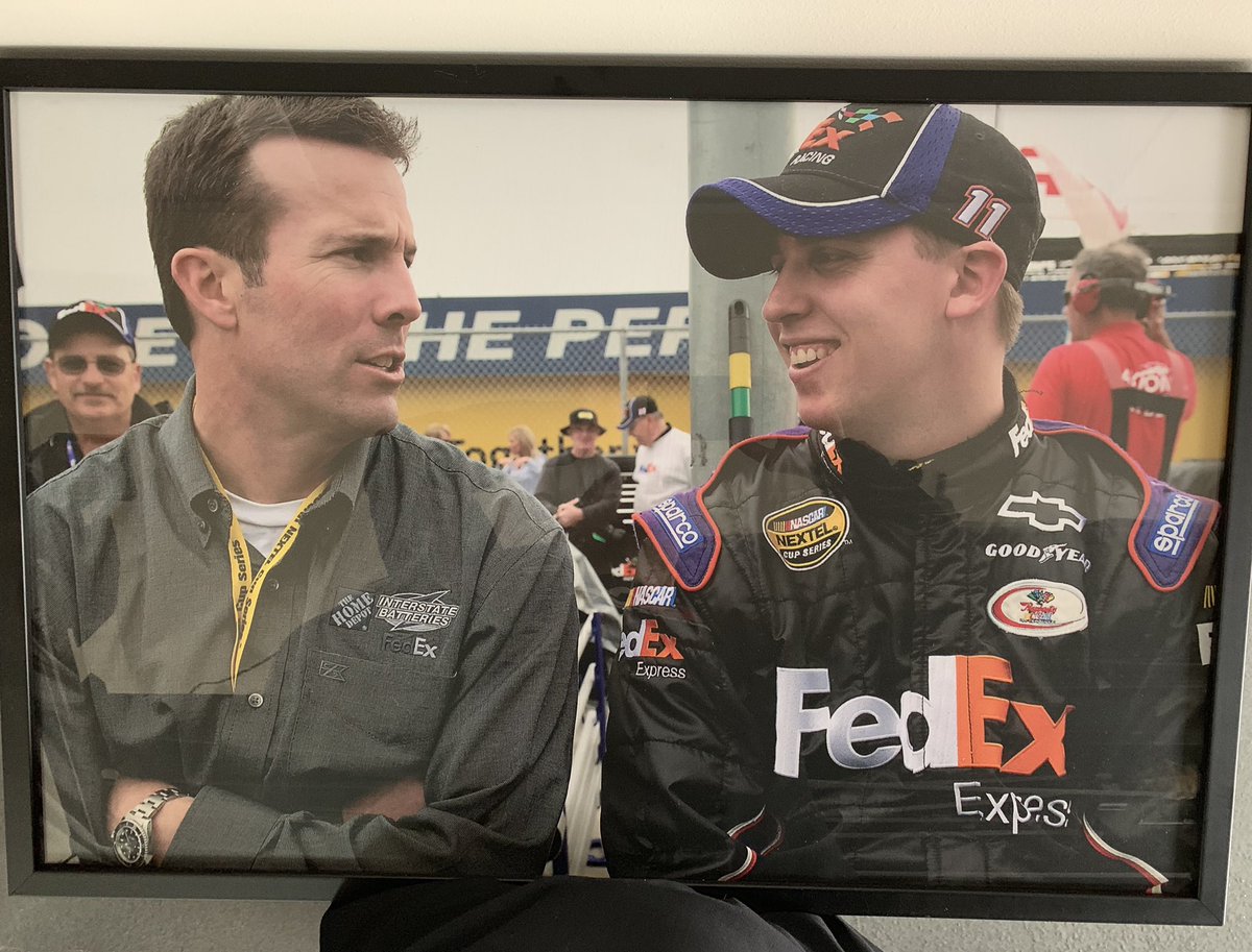 dennyhamlin's tweet image. My favorite picture. Me and JD together before my first race in 2006. My dad in the background looking on. He said to JD, “He’s all yours now” I’ll never forget it