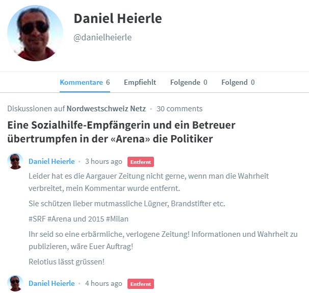Heierle's tweet photo. Die erbärmliche Zeitung im Aargau, die @AargauerZeitung, hat wieder einen Beitrag entfernt!
Ich seid eine so miese Zeitung!
Bitte denkt an den Umweltschutz und stellt die Produktion ein!
#relotious https://t.co/0PvRCZz9sH