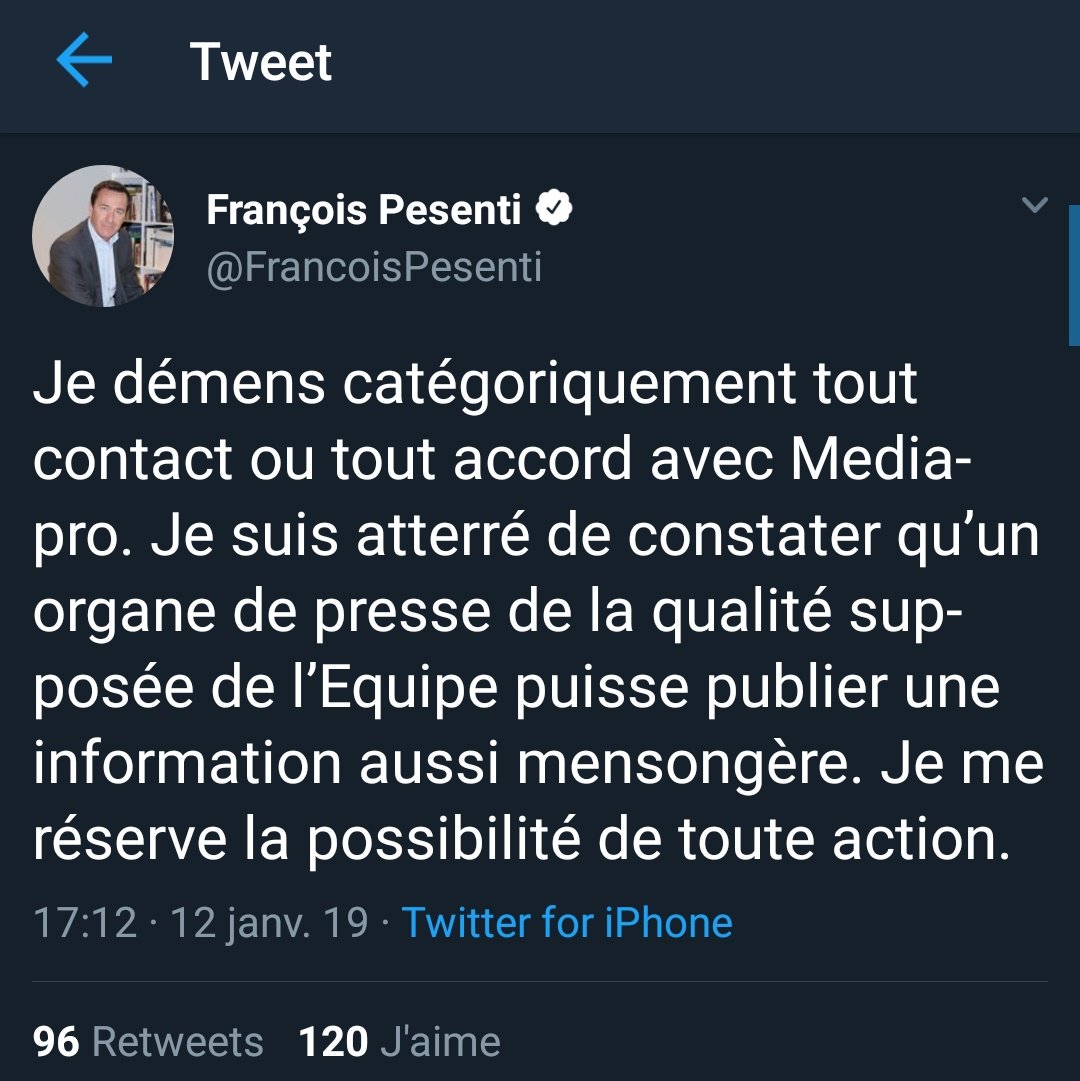 JournalObs's tweet image. Le DG de RMC (@FrancoisPesenti) réagit à l'info de l'Equipe (@SachaNoko) sur son départ de RMC pour Mediapro.