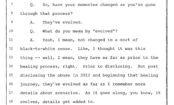 By the time he filed his complaint the story changed to MJ molesting him right away. It even prompted the lawyers for MJ's side to ask him if his memories have "evolved"? That is it to put it euphemistically that his story has changed.