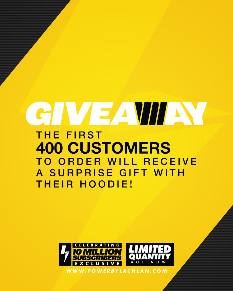 Guess who just hit 10M?! To celebrate, we're dropping some of our most POWERFUL gear yet - the NEW Two-Tone Bolt Hoodie ⚡️ First 400 orders will receive a FREE Power by Lachlan exclusive gift. Get yours now and #PowerUp

PowerbyLachlan.com