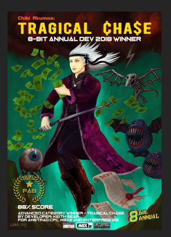 CPCGAMINGDEMOS's tweet photo. @chibiakumas Congrats to Tragical Chase on #amstradcpc #MSX and #enterprise on winning the advanced category of #8BITANNUALDEV many thanks to @Spitoufs for his time and efforts in making this awesome winning poster. Thanks for everything Keith and Lobo 😀👍 https://t.co/CFQAuYpiLZ