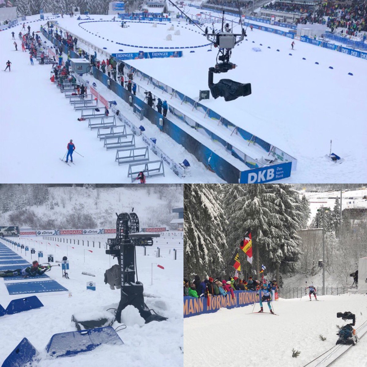 FilmMat's tweet image. Let it snow while you shoot your shot - the MAT-AVIATOR®, MAT-TOWERCAM® and MAT-SPEETRACK® don‘t mind rain, snow and ice at the Biathlon Worldcup 2019 ...