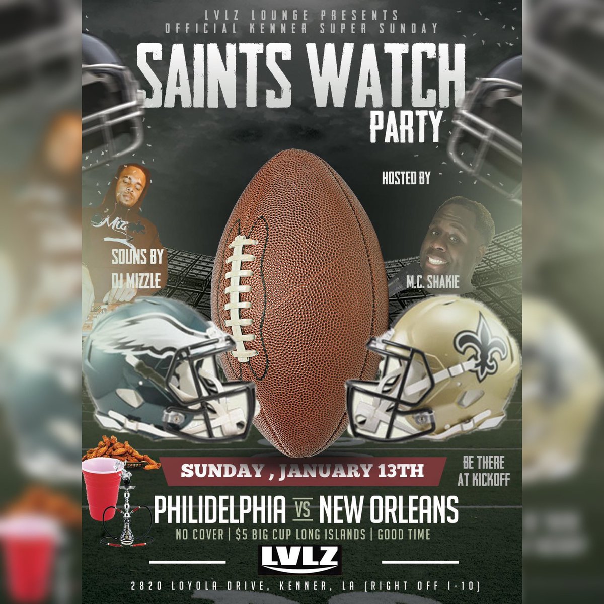 djmizzle504's tweet image. 💛🖤KENNER SUPER SUNDAY GAME WATCH PARTY 3pm🚨@lvlz_lounge ⚜️⚜️SOUNDSBY #DJMIZZLE @mcshakielive | BEST HOOKAHS 💨💨BEST WINGS🍗🍗 #NOLA PULL UP Ⓜ️