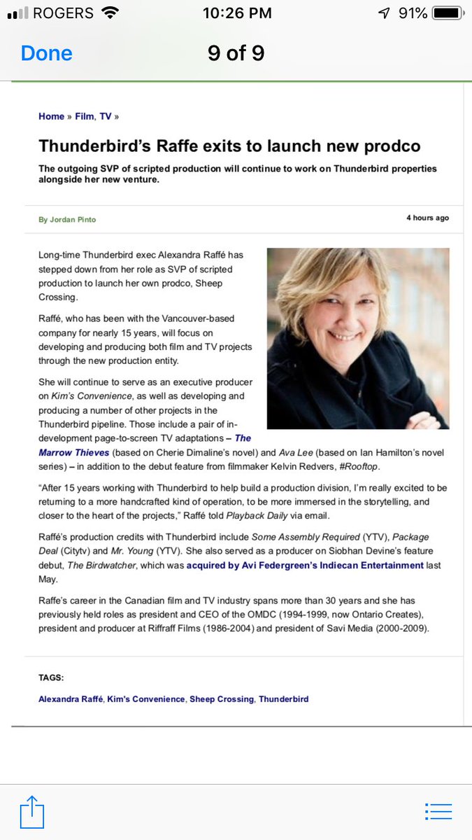 Siobhan Devine (@i_siobhandevine) on Twitter photo For those of us who do not subscribe to Playback, here is the announcement of <a href="/riffraffalr/">Alex Raffe</a> and her new production company Sheep Crossing! For those of us who do not subscribe to Playback, here is the announcement of <a href="/riffraffalr/">Alex Raffe</a> and her new production company Sheep Crossing!