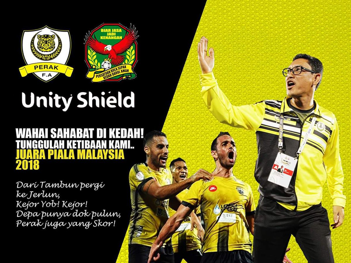 PejaOfPerak's tweet photo. Ayuh ke Stadium Darul Aman malam ini (Ahad 13 Jan 2019), aksi tumpuan UNITY SHIELD!
PERAK FA Vs. KEDAH FA

Tiket akan mula dijual jam 10:30 pagi Ahad.

#pejaazumu #PejaOfPerak #PerakWOW #PerakFM  #perak #perakdarulridzuan #pafa #bolasepak #thebossgaurus https://t.co/JxTSE7j0RX