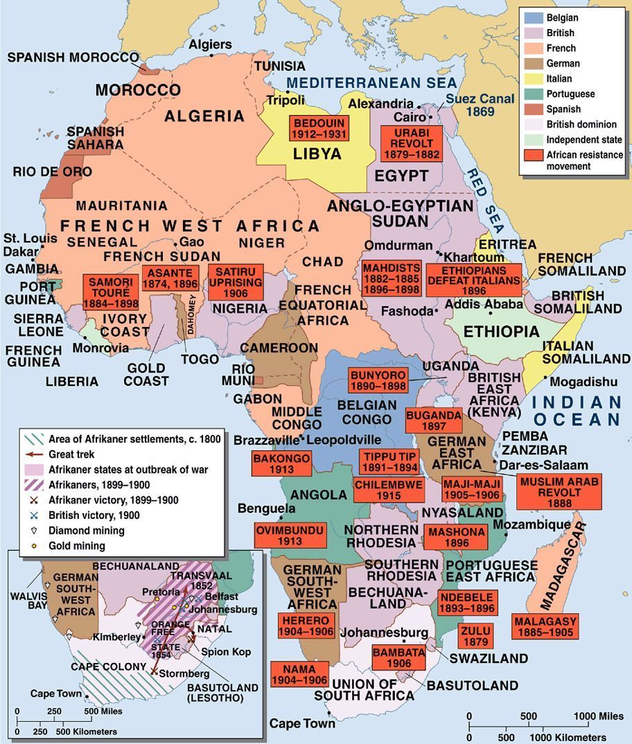 ヨーロッパの植民地支配に対するアフリカの抵抗の地図 世界史