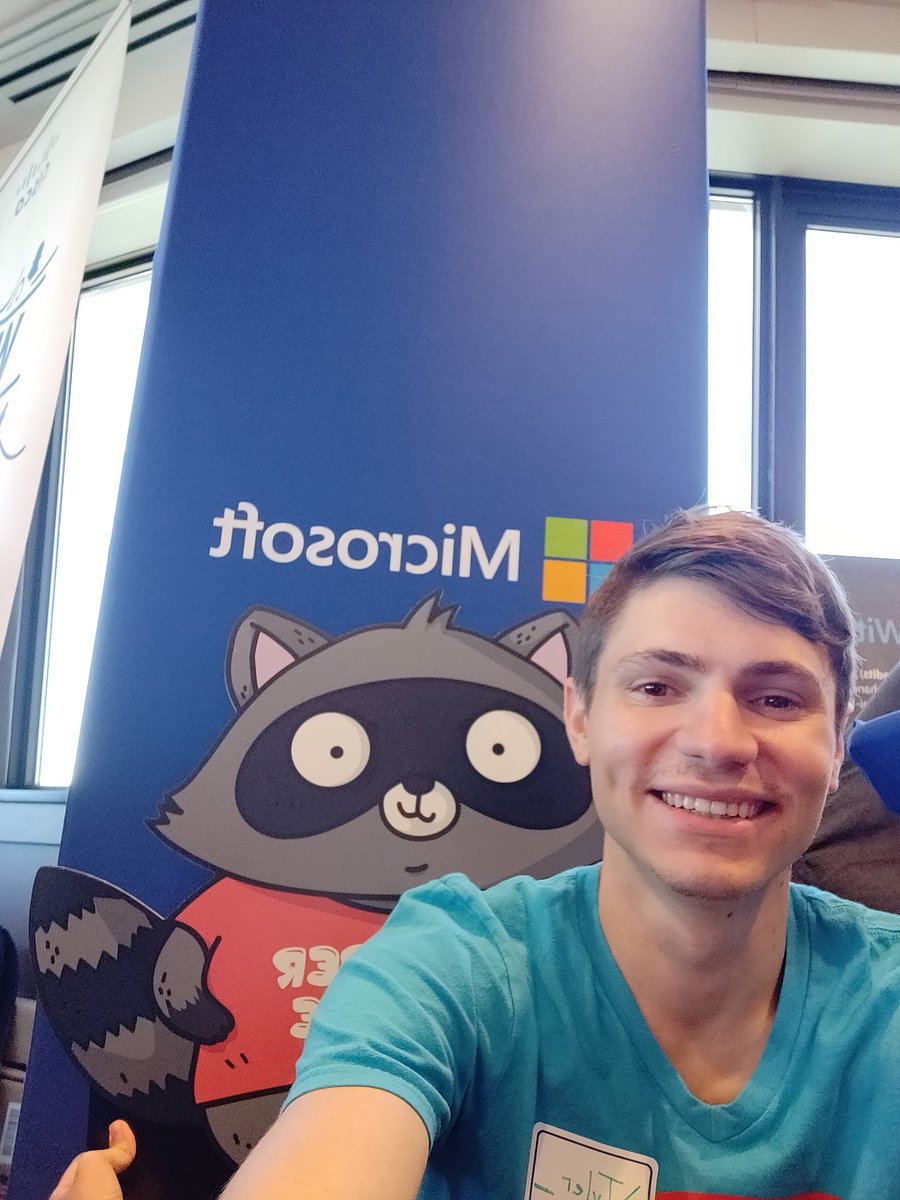 TylerLeonhardt's tweet photo. 😁🦝 #HackWashington 

#microsoftlife #microsoft @ashleymcnamara https://t.co/yxGN7qCRMq