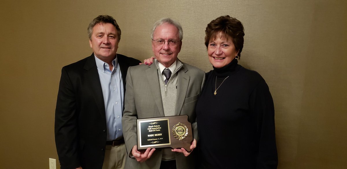 Congratulations to Wade Merry on his induction into the SDGA Golf Hall of Fame! Board members Kevin Buntrock and Patty Coddington presented Wade with his award last night.