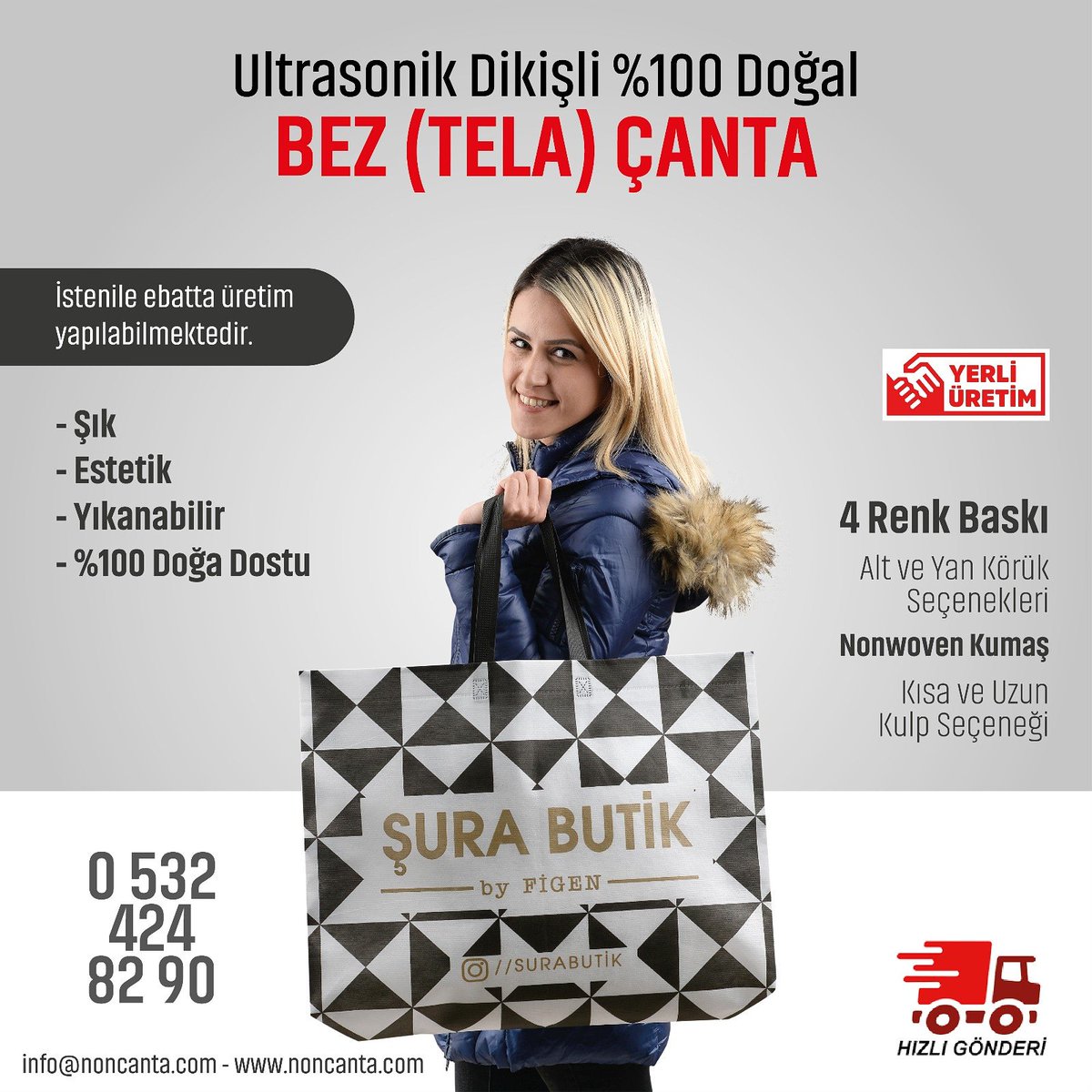 DOĞAYI SEV ÇEVREYİ KORU
Gelecek nesillere temiz bir dünya bırakmak için çevre dostu ambalajlar kullanın.
Sipariş:05324248290 
info@noncanta.com
#marketçantasi #nonwovenbag #nonwoven #bezçanta #telacanta #ultrasonik #ultrasonicdikiş #bag  #doğadostu
#ecofriendly #ecofriendlybags