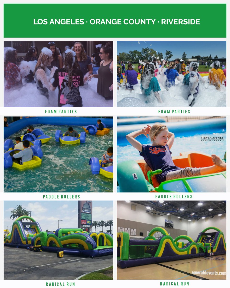 Rent #PaddleBoats, #RadicalRun & #FoamParties! Now accepting bookings for #Spring & #Summer! Book now for #School #Carnivals to secure the date.
emeraldevents.com
-----
#paddlerollers #emeraldevents #bubbles #foamparty #partyrentals #inflatablebubbleball #thebubblerollers