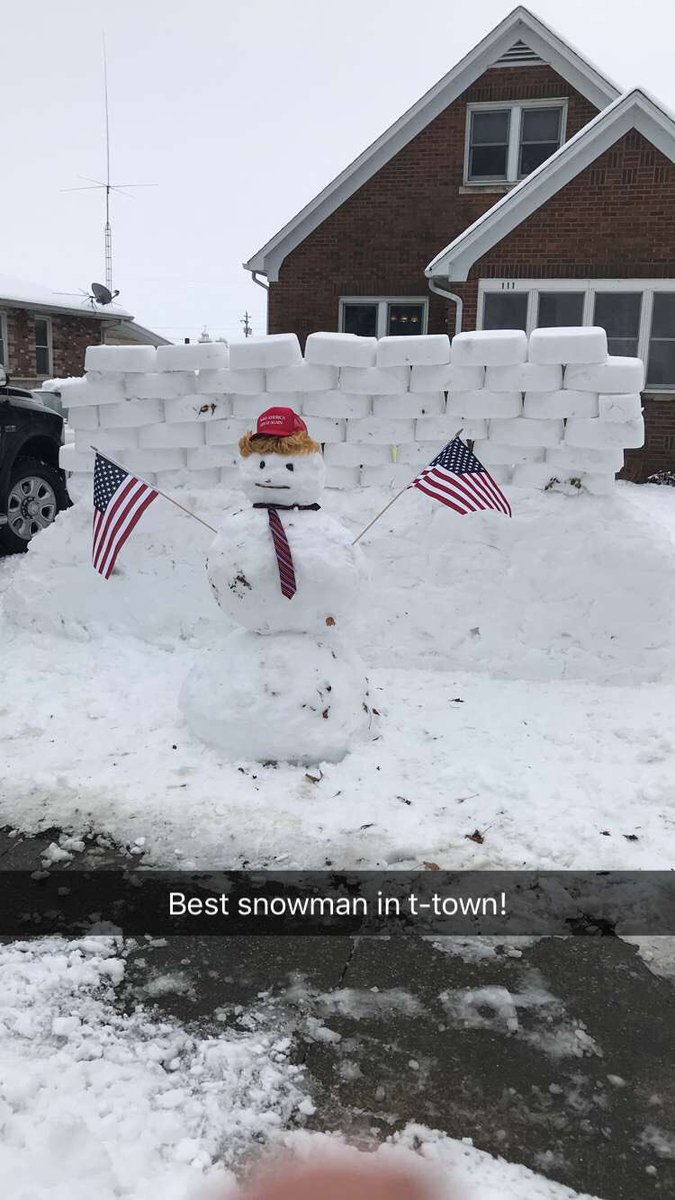 TSauce123's tweet photo. This is the best snowman in our town! #MAGA @realDonaldTrump https://t.co/PGuFTNcJZI