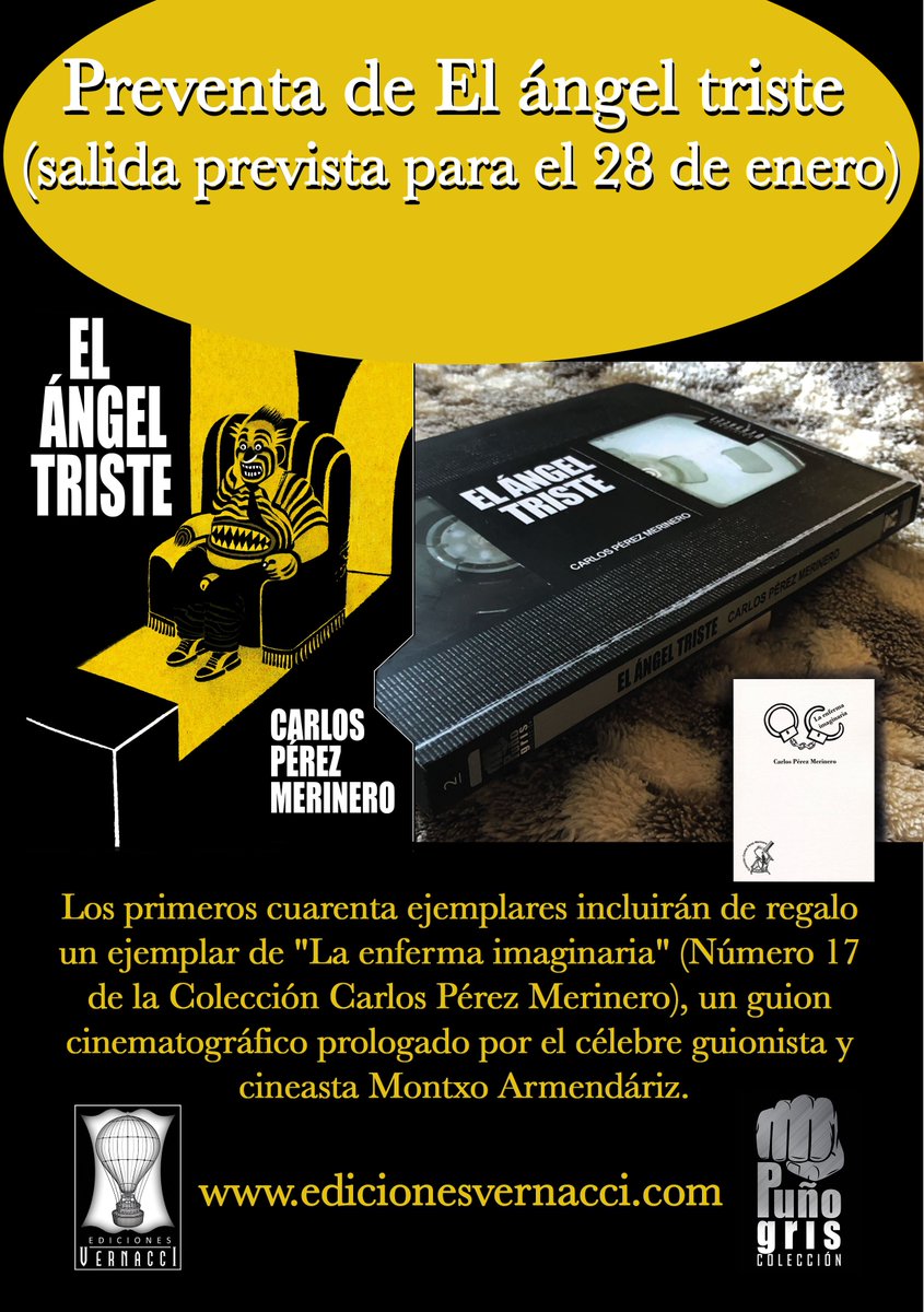 edicionvernacci's tweet photo. Ya está con nosotros El ángel triste, en una nueva edición prologada por Mariano Sánchez Soler y con ilustraciones de Santiago Sequeiros. Cien ejemplares numerados y cargados de sorpresas.
#EdicionesVernacci
#CarlosPérezMerinero
Enlace: https://t.co/iJsEeU5gZx https://t.co/TXj2MNqmnm