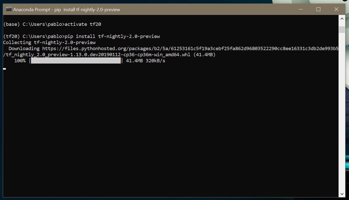 PabloDoval's tweet image. I guess I have some new toys to play with tomorrow at the airport! The first release of #TensorFlow2 has been released. Super early, just a nightly build, but good enough to play with the new API. #TF2