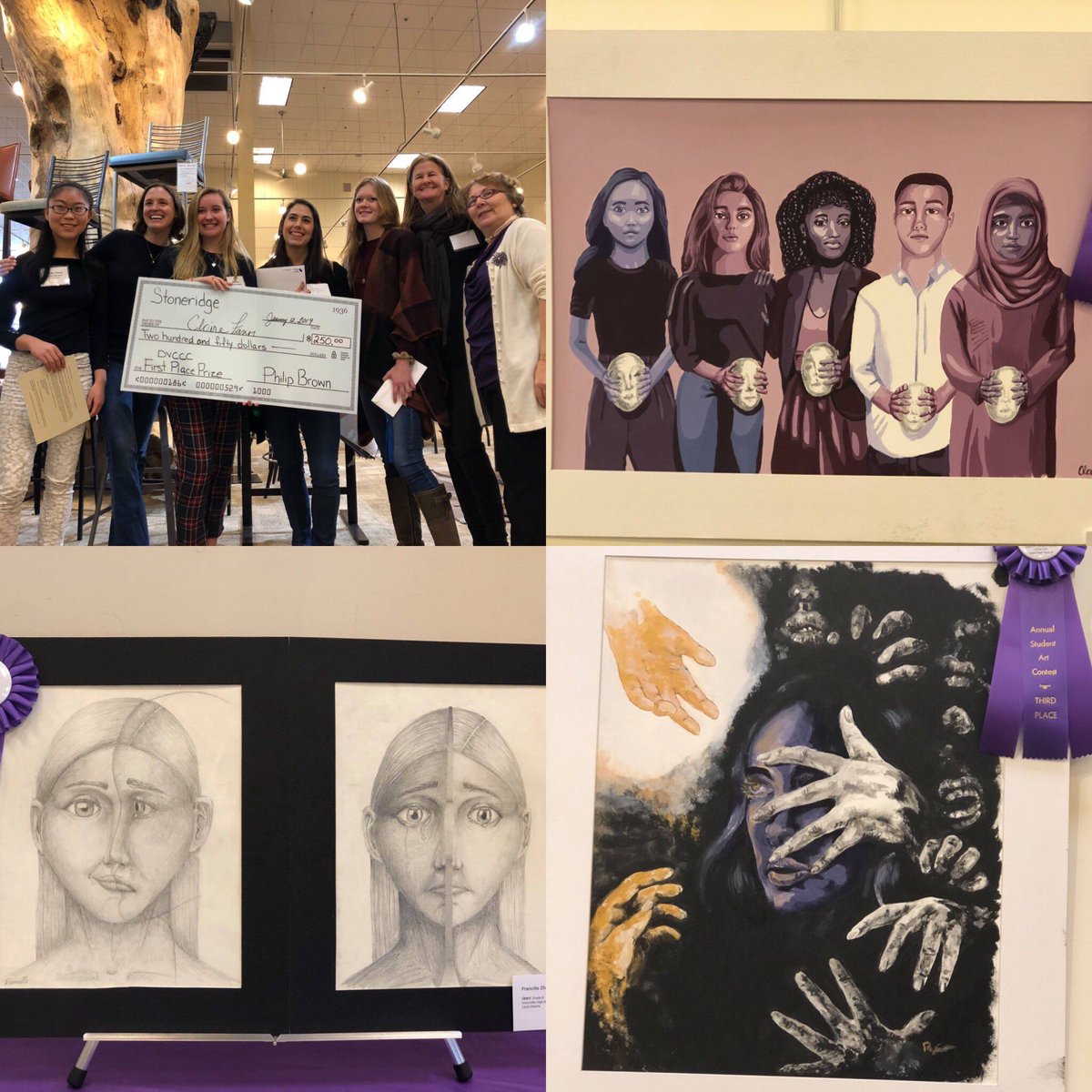 uhs_nahs's tweet photo. The UHS art dept is thrilled &amp; proud to announce that UHS students placed 1st, 2nd &amp; 3rd in the Domestic Violence Center of Chester County’s High School Art Show! Congrats to Claire Favor (1st), Francille Zhuang (2nd) and Phoebe Smith (3rd) @dvcccpa @uhs_nahs @mr_conley_uhs https://t.co/R7W50glq1j