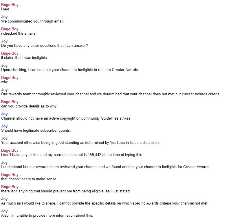 bagelb0yy's tweet image. YouTube is denying me of a Silver Play Button plaque for no actual reasons. I&apos;ve told them that I should qualify for the award due to my sub count and my lack of any strikes whatsoever. They refuse to tell me the reason why I am not eligible. Nice.