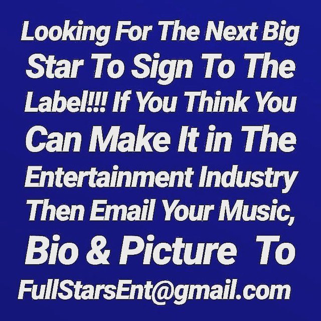 FullStarsEnt's tweet photo. Looking for that NEXT NEW FEMALE STAR!!! Send music &amp; info/bio to FullStarsEnt@gmail.com if you're interested in signing with the label. Your music will be all over the world!!!! We have great distribution deals and great music publishing deals.  THE NEXT BIG STAR!!! https://t.co/L1hNft9OaQ