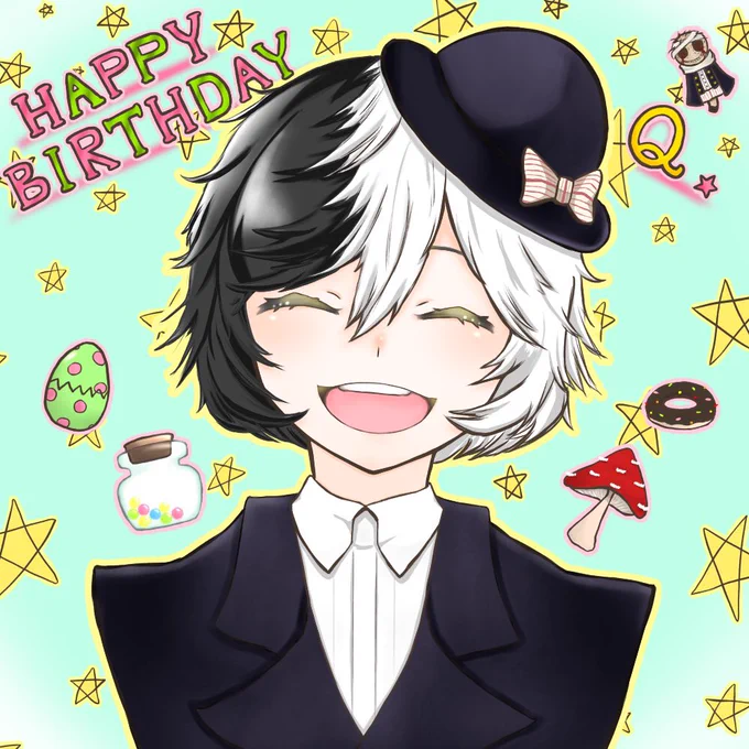 こんなに遅れてしまった...!改めて、Qちゃんお誕生日おめでとう!!君に出会えて本当に良かった☆ #夢野久作生誕祭  #文スト 