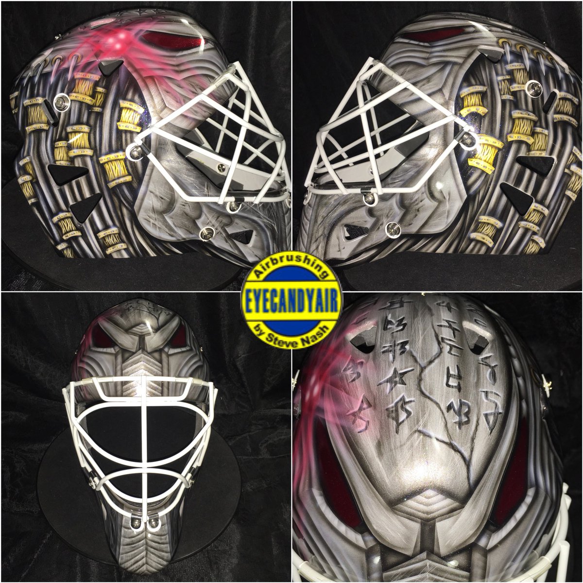 Eyecandyair's tweet photo. ICYMI: The PREDATOR goalie mask 👀😲
🎨🖌 Airbrushed by Steve Nash of @Eyecandyair on a Protechsport goalie mask
👉🏻👉🏻Don’t forget to check out our 360 view 🎥 https://t.co/0itSmwTckC
#GoalieMaskArt #PredatorArt #PredatorMask #PredatorHelmet #FanArt https://t.co/7l6NaFN3v7