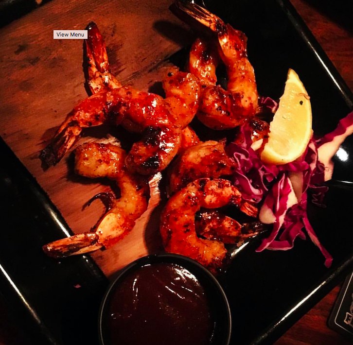 Shrimp on a Shingle...the perfect combination of sweet, spicy + smokey, smothered in Memphis BBQ sauce...