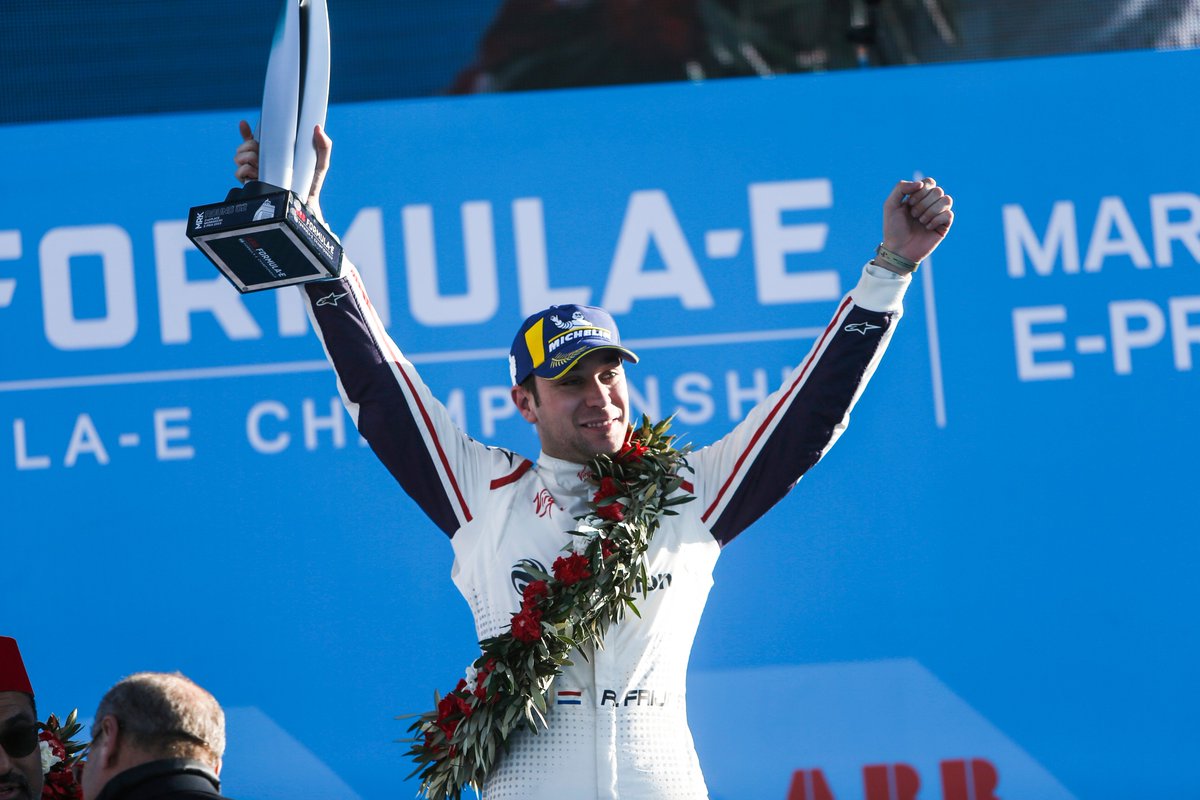 Genpact's tweet photo. Today was a double podium day for team @EnvisionVirgin, with @RFrijns &amp; #SamBird finishing P2 and P3 in #MarrakeshEPrix. Congrats! #InstinctiveRacing https://t.co/0IcWUpEs8G