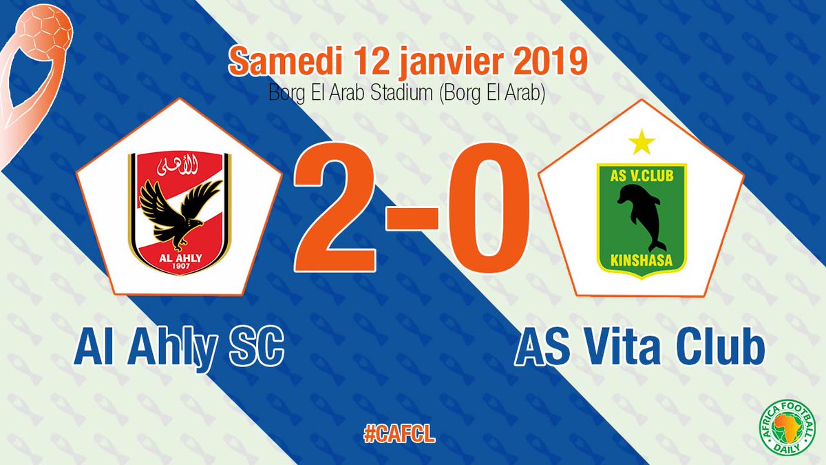 cdecdigital's tweet photo. Ligue des Champions CAF | Terminé⏱️
Al Ahly SC 🇪🇬 2-0 🇨🇩 AS Vita Club : Le club égyptien s'impose et prend la seconde place du Groupe-D.
GOALS :
Nasser Maher 65'
Ali Maaloul (P) 79'
#ASCASV #CAFCL https://t.co/AtwtY5iUBd