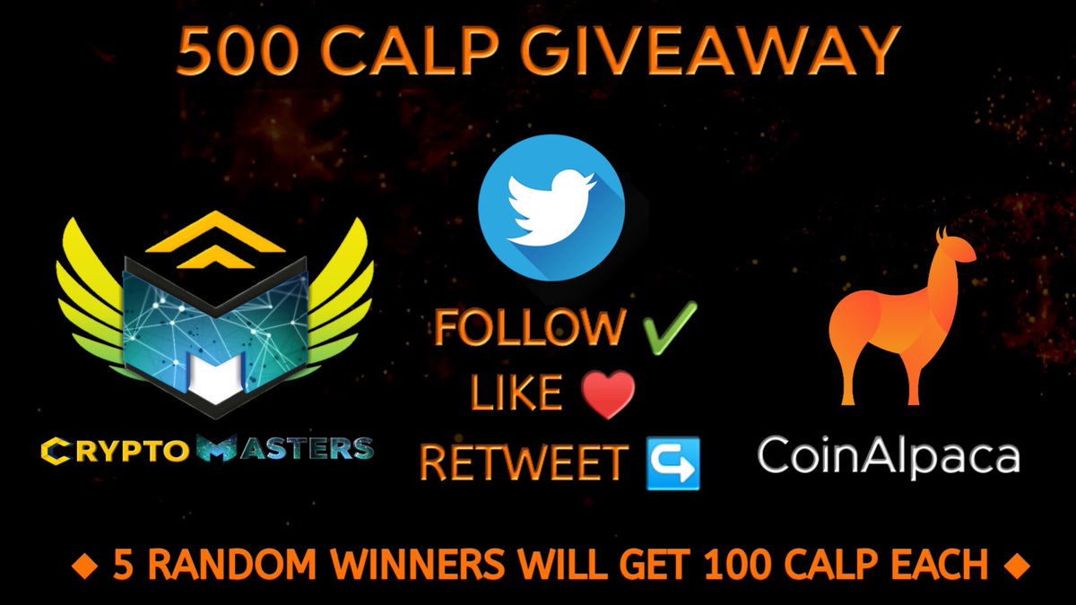 web3rally's tweet image. 🔥CALP  PROMO 🔥

🎁 Win 500 CALP COINS 🎁

 - RULES -

✅ Like Retweet this post 

✅ Mention 3 friends in comments 

✅follow @cryptomasters07 and @CoinAlpaca 

5 random winners will get 100 CALP each 👏
Winners will be drawn on January 20🎁🥁
Good luck!! 👍