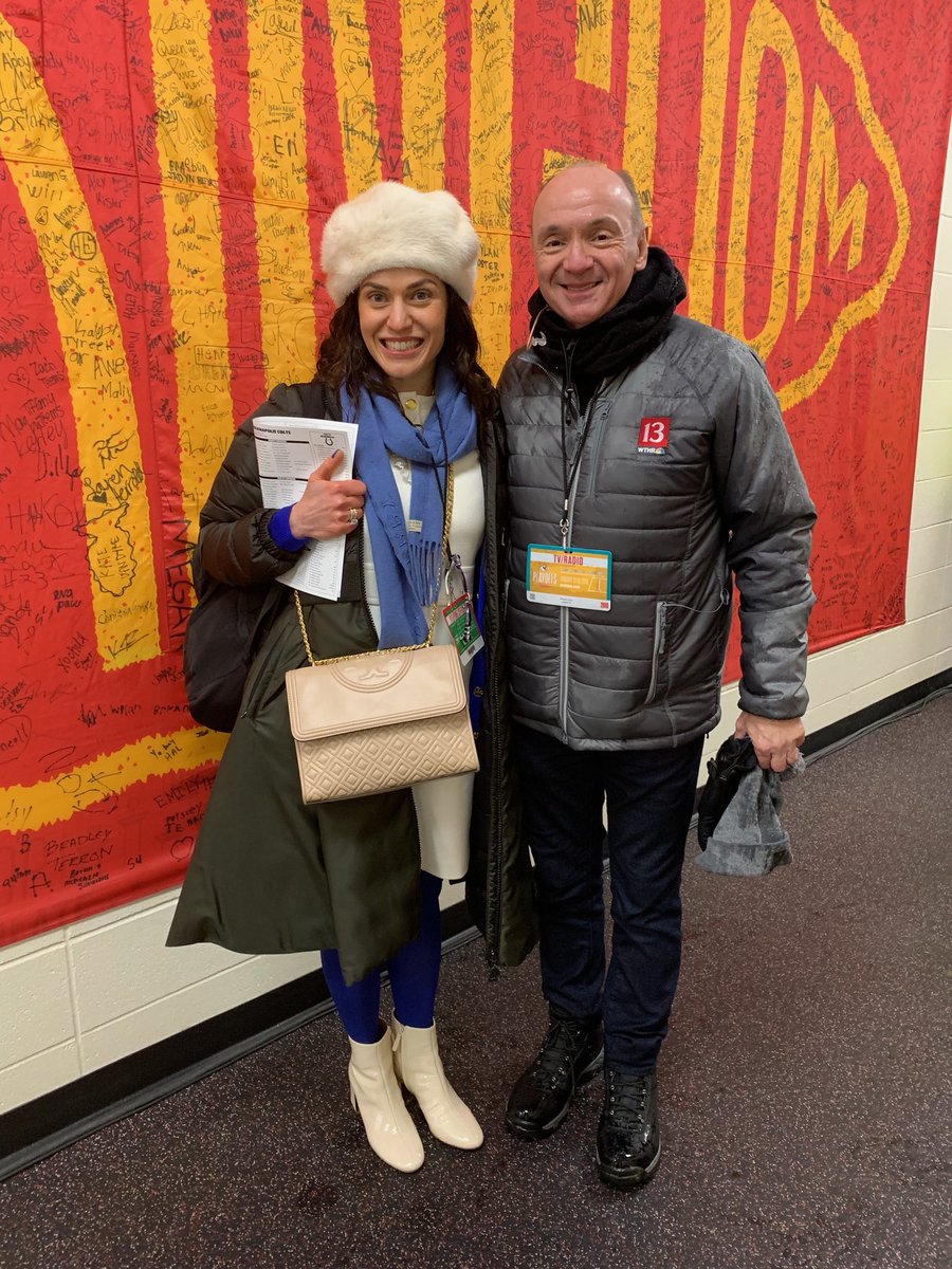 ChuckWTHR's tweet photo. Great seeing @cirsay today at #ArrowheadStadium. As I mentioned to Carlie, the falling snow but heated field means...mud and a sloppy track! #GoColts #ClashInKC https://t.co/ltk1wrT4qM