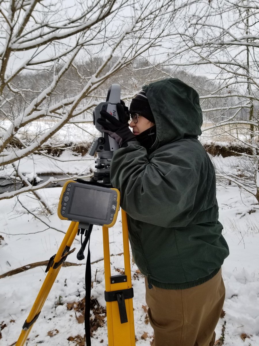 becca_sea's tweet photo. A few inches of snow didn't stop @KrystalPocock, @nayelik_, and me from having a successful day studying stream geomorphology for the @STRIVElab and @PintorLabOSU #nutrientdynamics project in Brown County, IN! #WomeninScience https://t.co/pEZgR5x2VZ