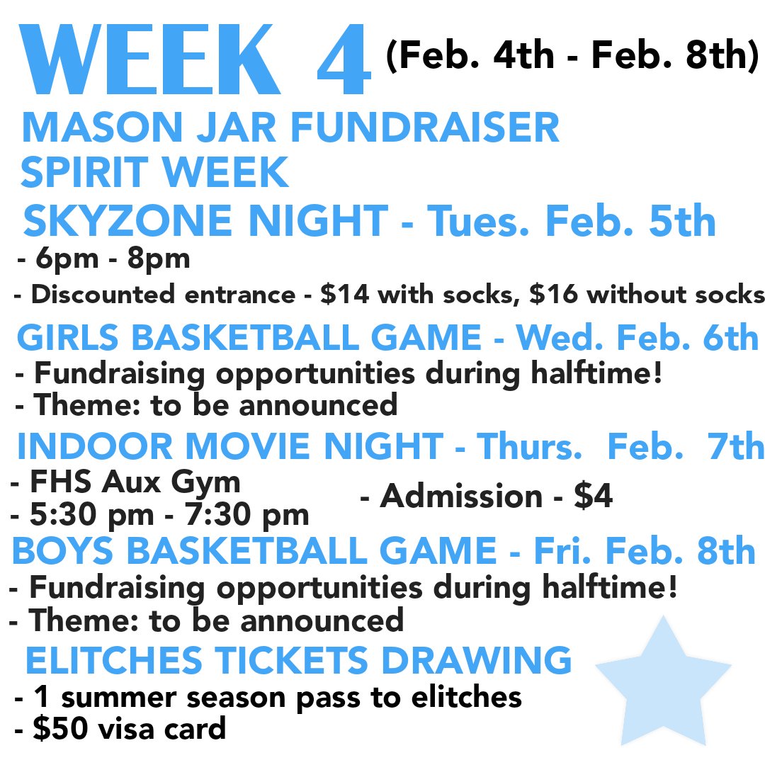 💚💛 Here's the details! The month begins Monday, Jan. 14th and ends February 8th. Wish Week will be Feb. 4th - Feb. 8th. Keep your eyes out for fundraising opportunities and participate in this month's events to help us reach our goal of $5,000 to send Elysia to Disney World!