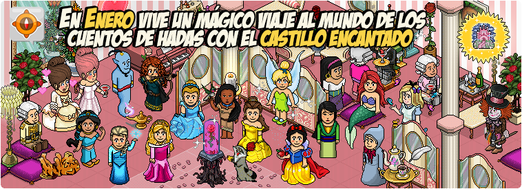 ESHabboSecurity's tweet photo. 📢En Enero vive un mágico viaje al mundo de los cuentos de hadas y sumérgete en la fantasía del "Castillo Encantado"🏰🌺 Participa en los eventos diarios que tenemos preparados para ti, y no dejes de conseguir esta "Placa Extra" del mes🦋💫 ¡Te esperamos! @ESHabbo https://t.co/M4eHo87Gos