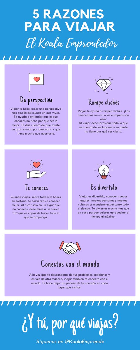 KoalasViajeros's tweet photo. Aquí te dejamos nuestras 5 razones para viajar 
🐨✈️🌍
 ¡¡Queremos saber cuáles son las tuyas!! 

#Viajar #Vermundo #Divertido #Siguemeytesigo #Emprender #Emprende #Viajayemprende #siguemeytesigocumplo #viajes #destinos #RT https://t.co/4pl3kEKfRi
