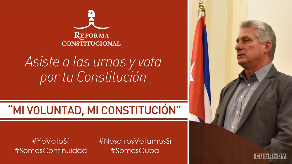 Mi compromiso, mi voto #YoVotoSí #Cuba estará contigo. .......Por Mi Patria y Por mi bandera. <a href="/DiazCanelB/">Miguel Díaz-Canel Bermúdez</a> <a href="/UJCuba/">UJC</a>  <a href="/DrRobertoMOjeda/">Dr. Roberto Morales Ojeda</a> <a href="/japortalmiranda/">José Angel Portal Miranda</a>