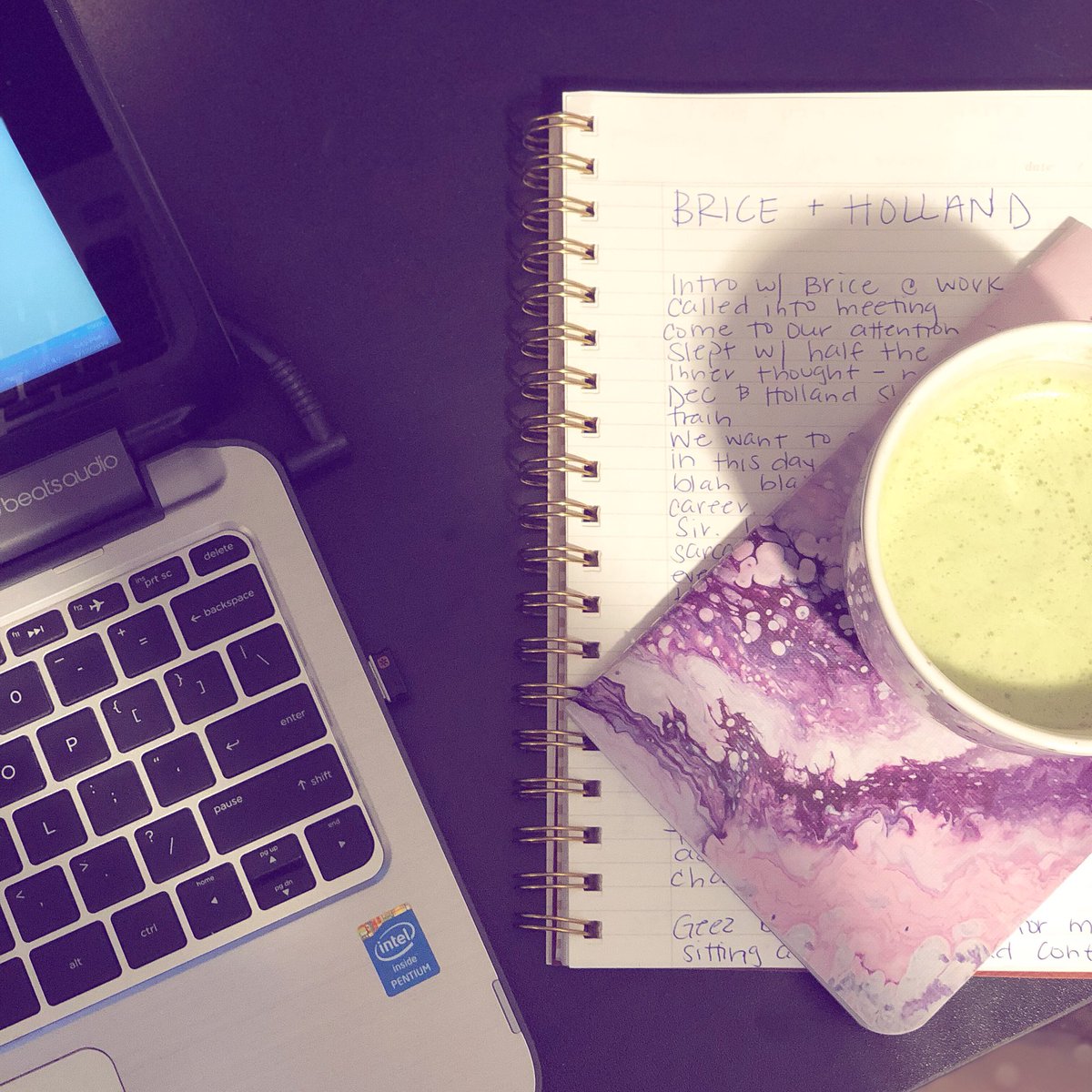 Spending my Saturday evening working on my next book and drinking this gross drink b/c it gives me so much good energy. Huge shout out to <a href="/ms/">Matt Shampine 차민근</a>.celena for taking my crazy kiddo on a movie date so I can get some words in 🙌🏼 #ittakesavillage #writerslife #matchalatte #lovestories