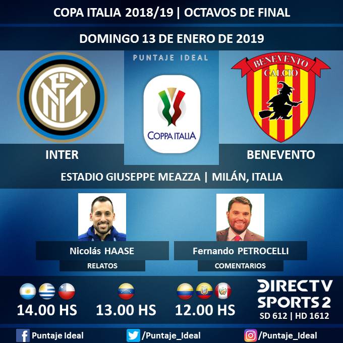 ⚽ #FútbolEnDIRECTV | #Inter vs. #Benevento
🎙 Relatos: @haasenico
🎙 Comentarios: @fpetrocelli
📺 TV: @DIRECTVSports 2 Sudamérica (612 - 1612 HD) - #Torneos
🤳 #SoySportista - #CopaItalia 🇮🇹 - #InterBenevento
Dale RT 🔃