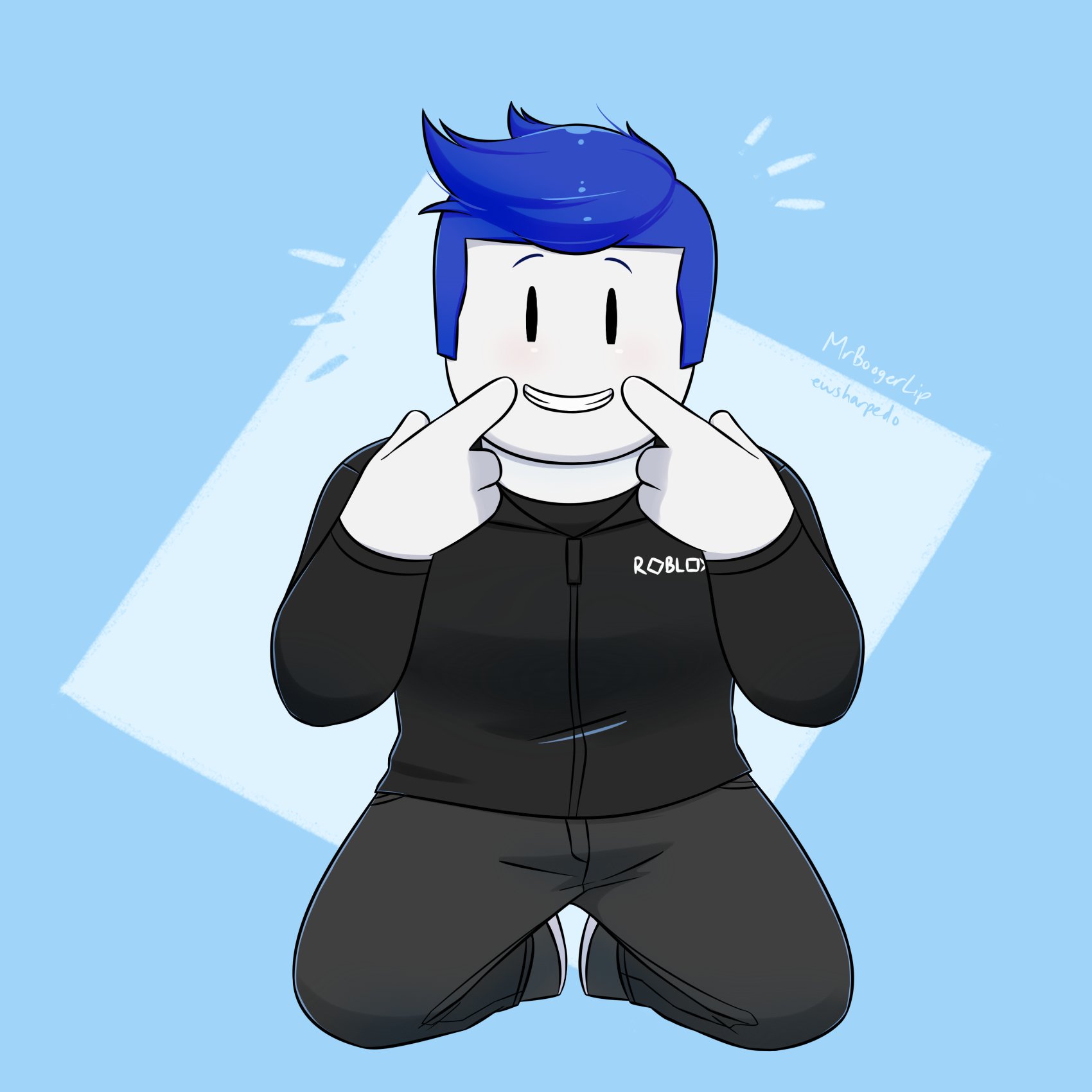 blue hair roblox guy Blank Template - Imgflip