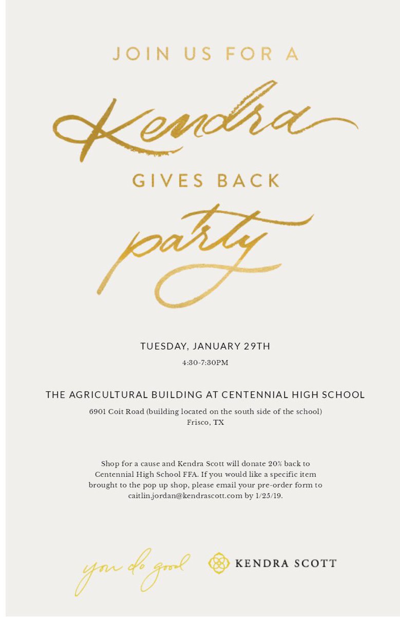 Come out and support us during our kendra scott fundraiser on tuesday January 29th in the Centennial Agriculture Building!