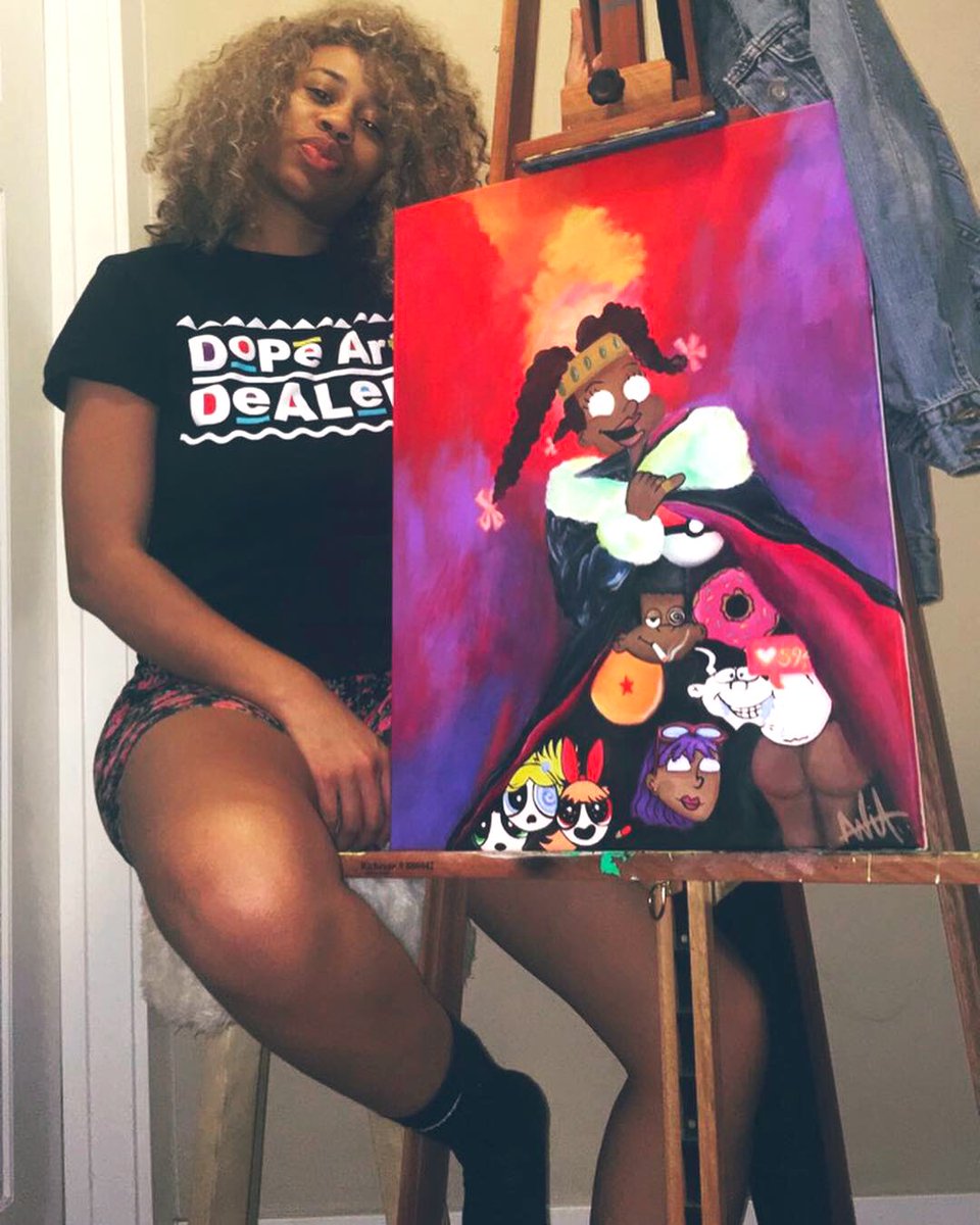 “SUSIE KONTROLS” 18x24 acrylic painting  @JColeNC #blackFemaleArtist #BlackArt #IndyArt #blackartistconnect #acrylicPainting #awitArt #abstractart #commission #canvasPrints