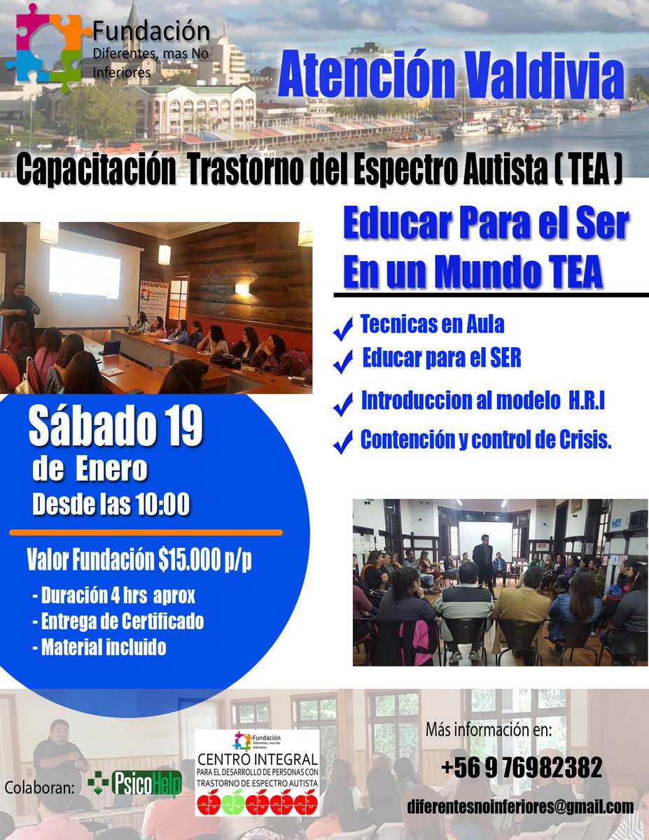Cerramos una increíble capacitación en Osorno gracias a todos los que vivieron esta experiencia, ahora Valdivia nos vemos el 19 de enero  "educar es amar" #somosTea  #somosasperger  
#somosmuchos
#somosdiferentesnoinferiores
#nuncamassolos