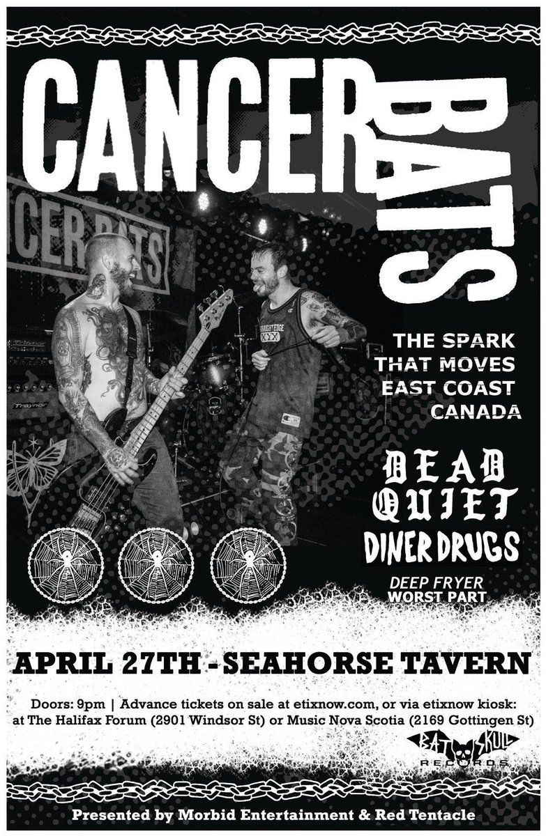 Red Tentacle (@redtentacle_) on Twitter photo Saturday, April 27th <a href="/cancerbats/">Cancer Bats</a> return to <a href="/theseahorse/">The Seahorse Tavern</a> in #Halifax
Advance tickets on sale now: etixnow.com/events/cancer-…
Join the event: facebook.com/events/7918171… Saturday, April 27th <a href="/cancerbats/">Cancer Bats</a> return to <a href="/theseahorse/">The Seahorse Tavern</a> in #Halifax
Advance tickets on sale now: etixnow.com/events/cancer-…
Join the event: facebook.com/events/7918171…