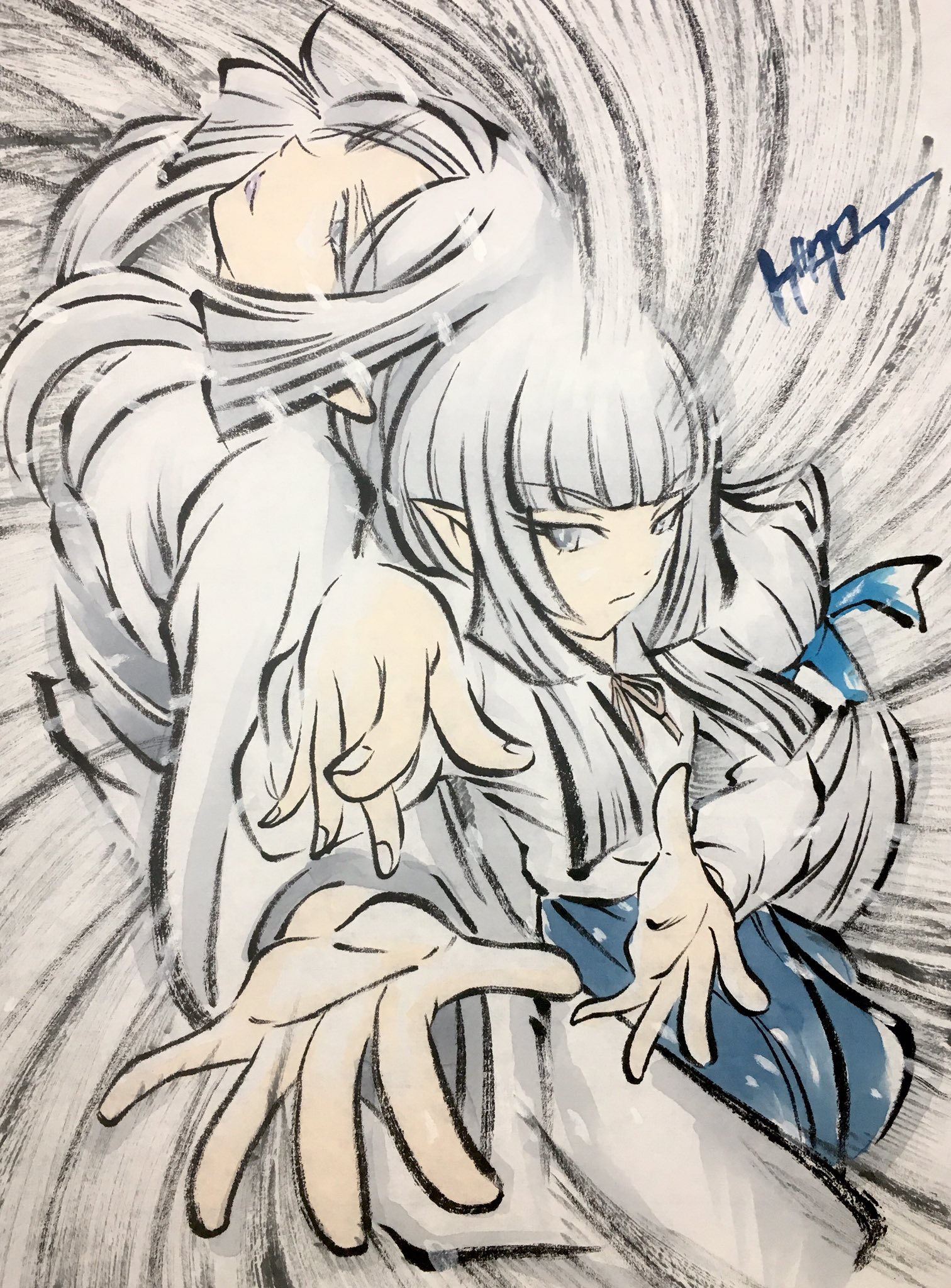 放浪のゲタロー ゲゲゲの鬼太郎第39話 雪女純白恋愛白書 から雪女のゆきとゆきの母を墨絵で描きました 今回もなかなか笑えたのでどう迫力ある墨絵にしようか迷いました 次は沼御前 ゲゲゲの鬼太郎 雪女 墨絵