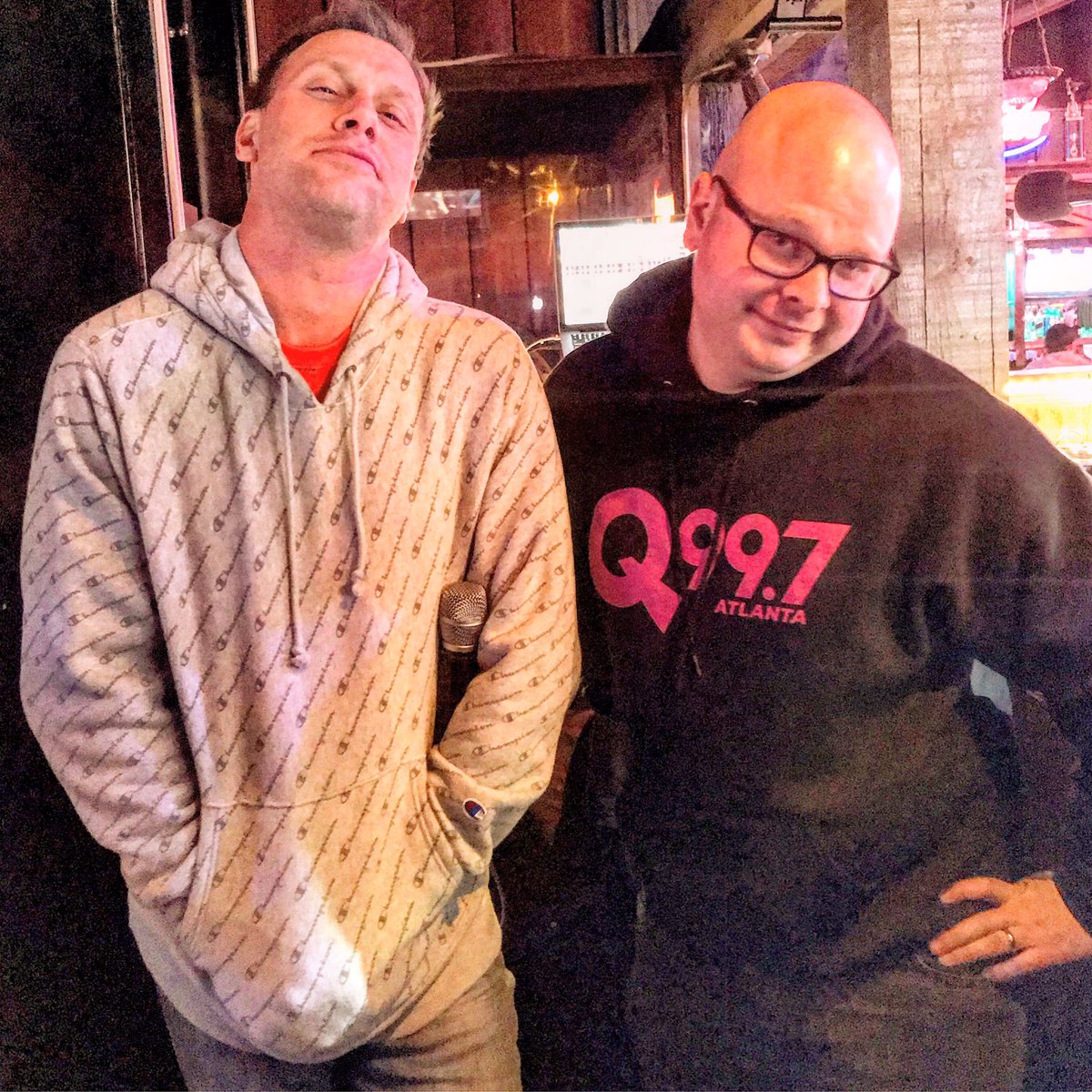 Q997Atlanta's tweet photo. Q100 is now Q99.7 

#SaturdayNightQ #Hoodie Gang - @adambombshow @djrapko at @EastsideStation https://t.co/sCcwsQEckX