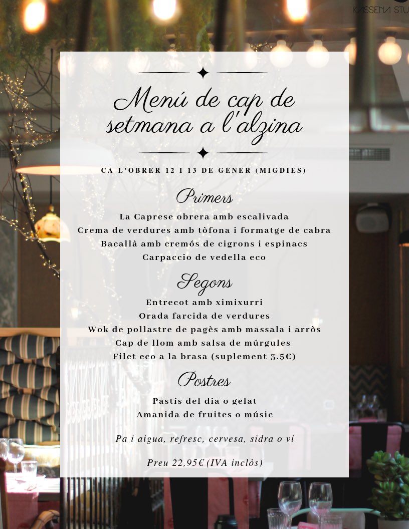 Aquí teniu el menú especial de cap de setmana que us hem preparat a l'alzina (migdia). 😊 I si ho preferiu podeu menjar a la carta a Can Felip Neri (planta inferior). 👌🏻 Recordeu que podeu reservar taula trucant al 660 48 20 77 ☎️ #calobrer