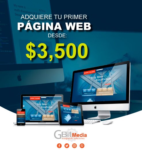 GbitMedia's tweet photo. Inicia el año con tu presencia en Internet, con una Página Web, hecha por profesionales a bajo costo

¡En GbitMedia queremos apoyar el emprendimiento en México! #PáginasWeb

Contáctanos para más información

Whatsapp: 8181866479
contacto@gbitmedia.com https://t.co/dvghVRh9QH